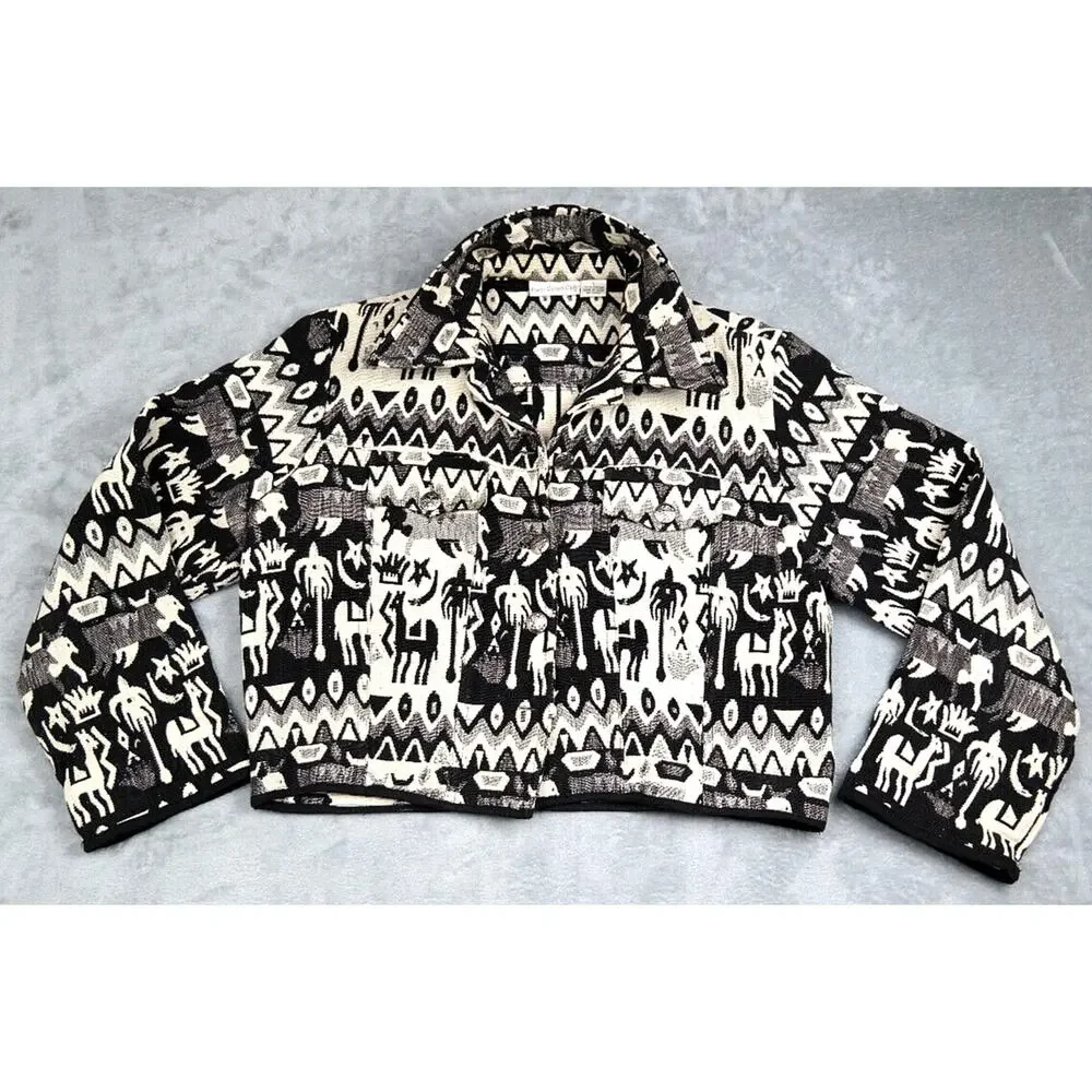 Women's Vintage Paris Sport Club Desert Art Woven Cotton Jacket‎ Size Large